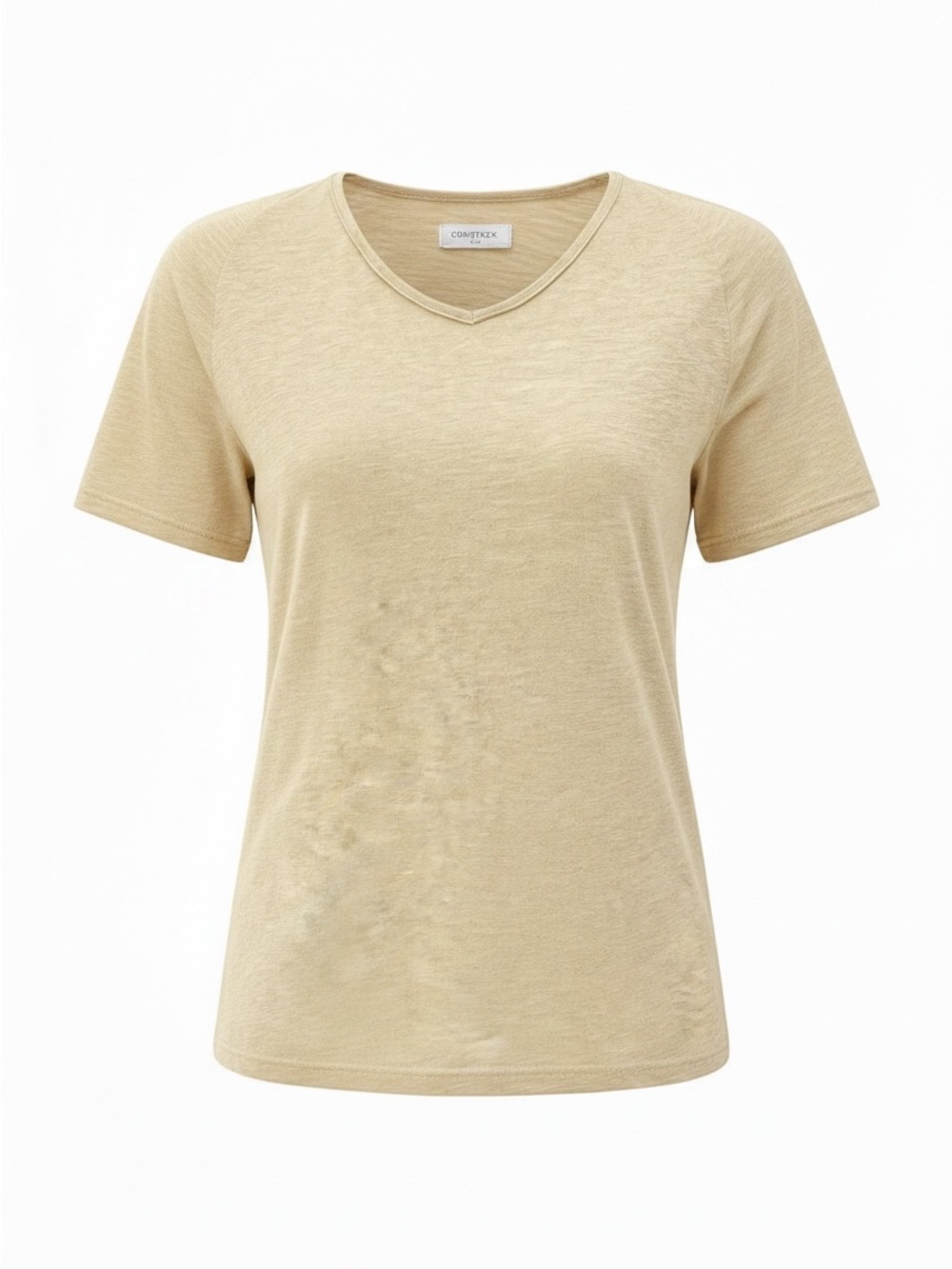 Comstock Co Oatmeal Tan Slub Tee Size L Cotton Blend Short Sleeve